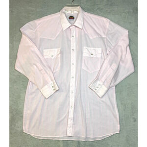 Vintage Miller Shirt Mens Large Pink Pearl Snap Button Up Long Sleeve Western